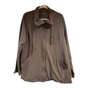 Eileen Fisher Womens Full Zip Track Jacket Size XL Jersey Stretch Taupe Collared
